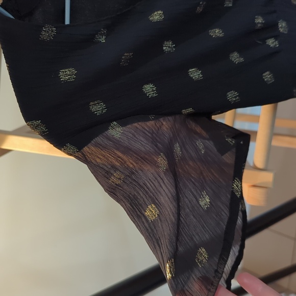 Backless Drop Waist Polka Dot Gold Little Black Dress Cocktail Party - Picture 4 of 7